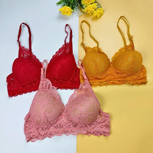 Combo D Lace Wireless Bra (3 pcs)