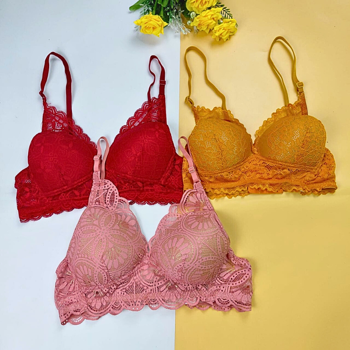 10 Combo D Lace Wireless Bra (3 pcs)