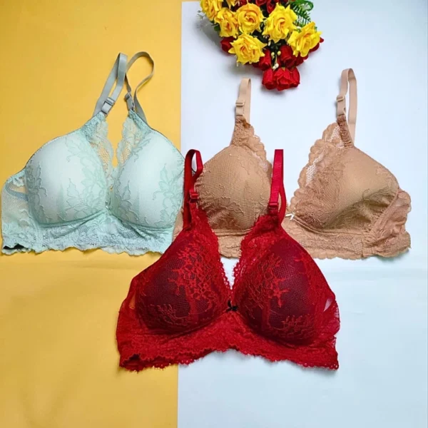 Combo A Lace Wireless Bra (3 pcs) [40 To 44 Size]