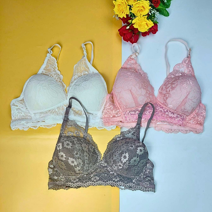 4 Combo L Lace Wireless Bra (3 pcs)