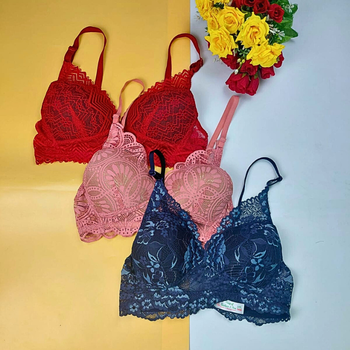 7 Combo O Lace Wireless Bra (3 pcs)